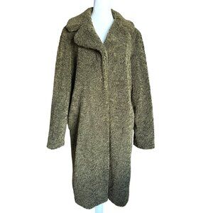 Rachel Zoe Teddy Coat Size Small Oversized Midi Snap Front Collar Loden‎ Green